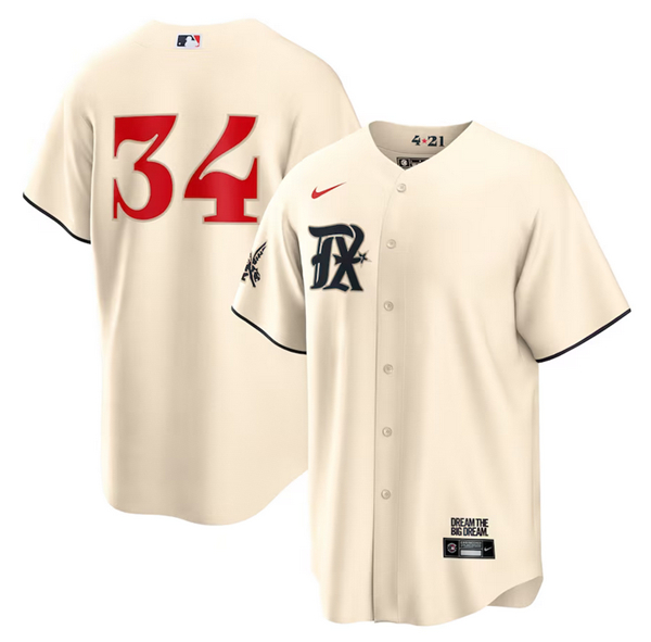 Youth Texas Rangers #34 Nolan Ryan Cream 2023 City Connect Stitched Baseball Jersey